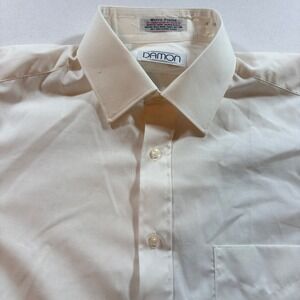 Damon Dress Shirt Mens 16 White Metro Poplin Cotton Blend Long Sleeve Button Up